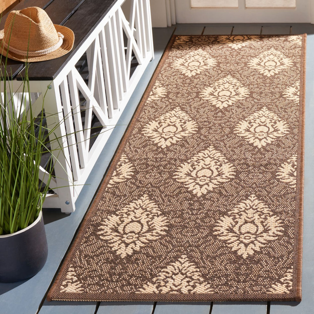 SAFAVIEH Outdoor CY2714-3409 Courtyard Chocolate / Natural Rug Image 3