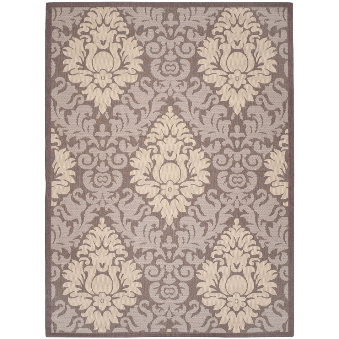 SAFAVIEH Outdoor CY2714-3409 Courtyard Chocolate / Natural Rug Image 4