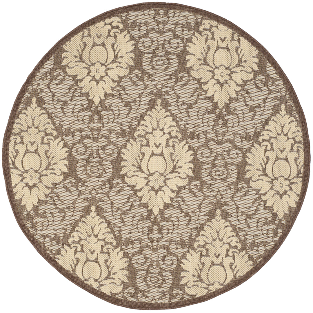 SAFAVIEH Outdoor CY2714-3409 Courtyard Chocolate / Natural Rug Image 5