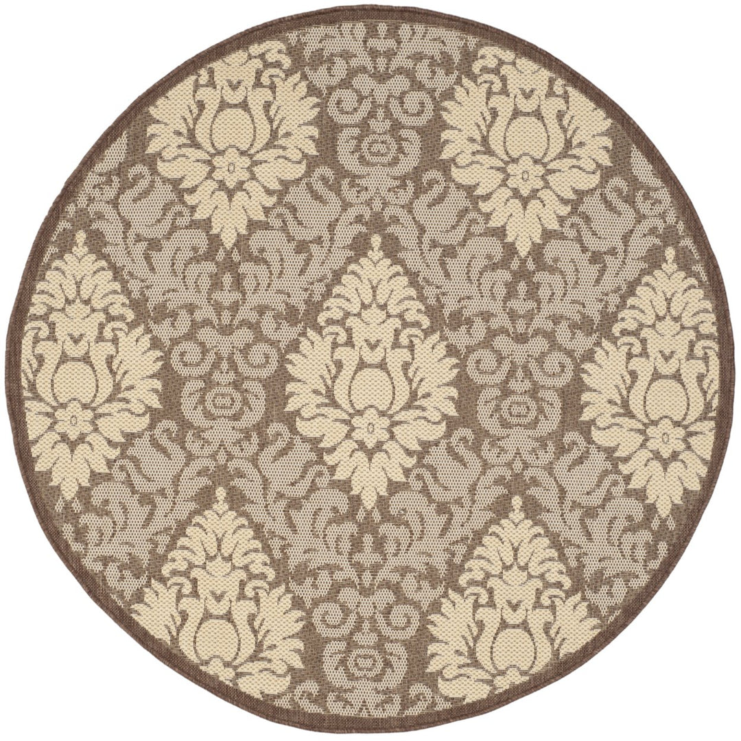 SAFAVIEH Outdoor CY2714-3409 Courtyard Chocolate / Natural Rug Image 1