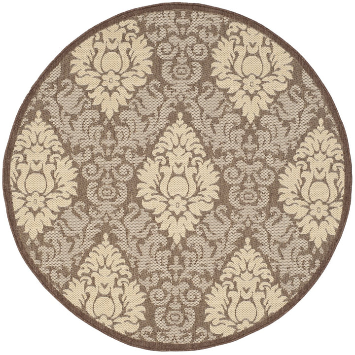 SAFAVIEH Outdoor CY2714-3409 Courtyard Chocolate / Natural Rug Image 1