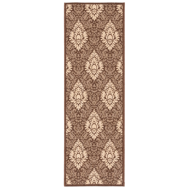 SAFAVIEH Outdoor CY2714-3409 Courtyard Chocolate / Natural Rug Image 1