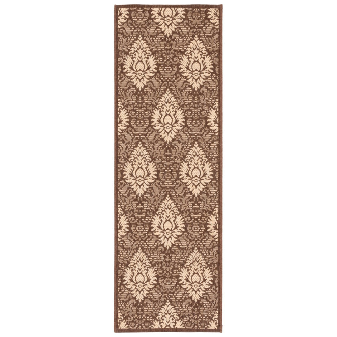 SAFAVIEH Outdoor CY2714-3409 Courtyard Chocolate / Natural Rug Image 1