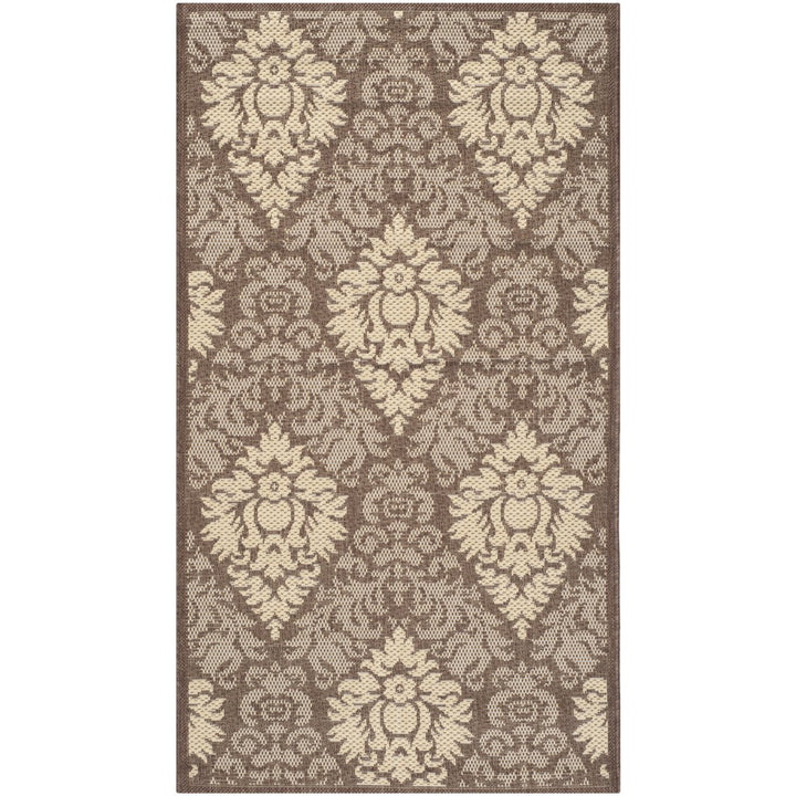 SAFAVIEH Outdoor CY2714-3409 Courtyard Chocolate / Natural Rug Image 8