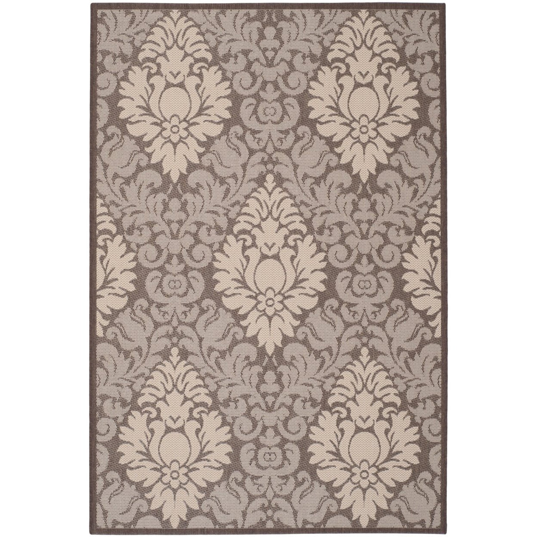 SAFAVIEH Outdoor CY2714-3409 Courtyard Chocolate / Natural Rug Image 1