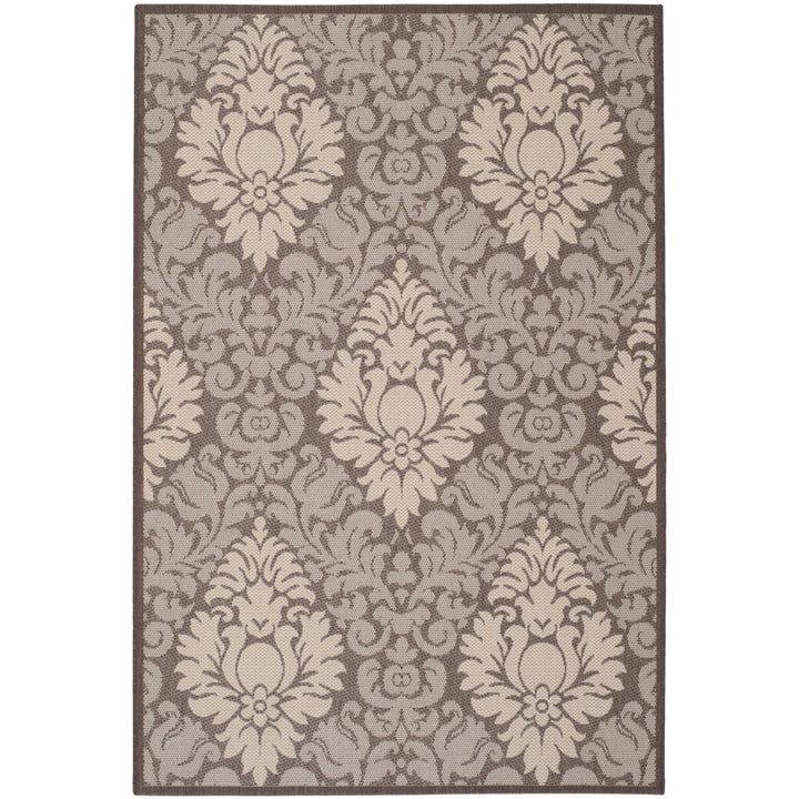 SAFAVIEH Outdoor CY2714-3409 Courtyard Chocolate / Natural Rug Image 1