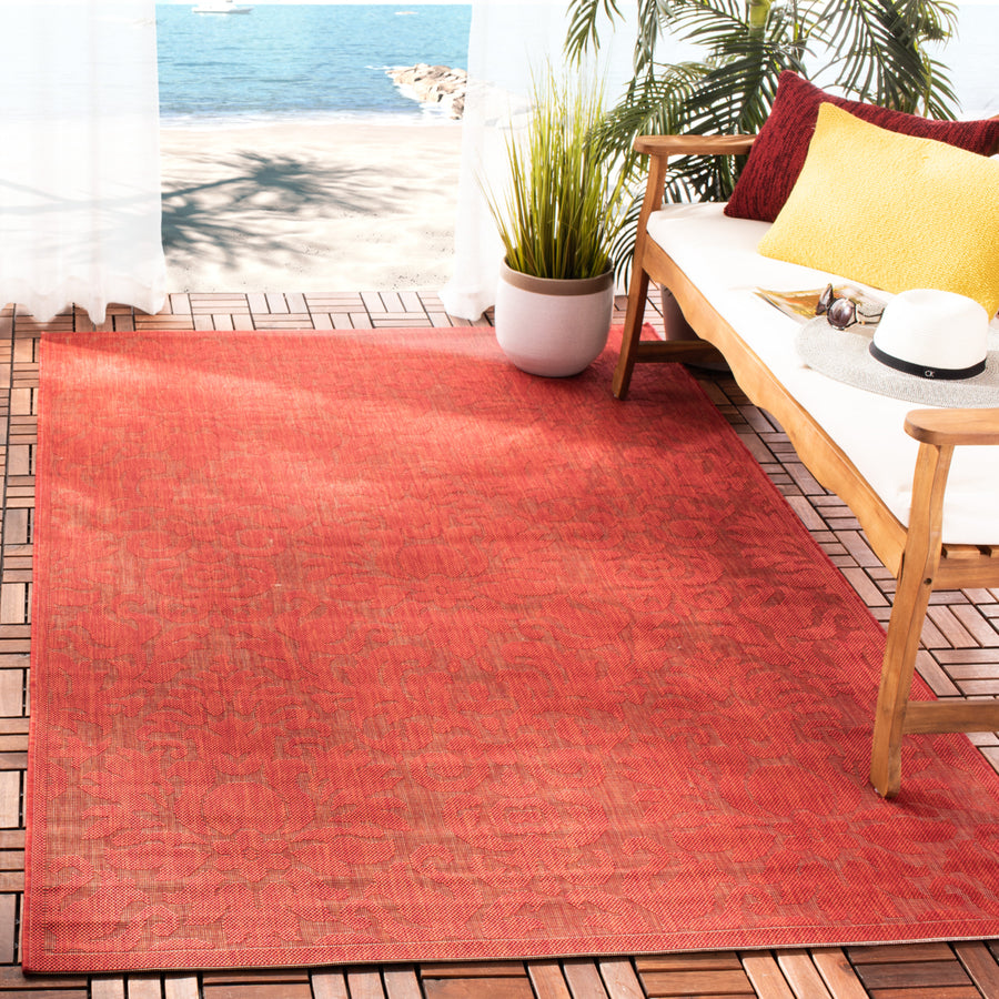 SAFAVIEH Outdoor CY2714-3777 Courtyard Collection Red / Red Rug Image 1