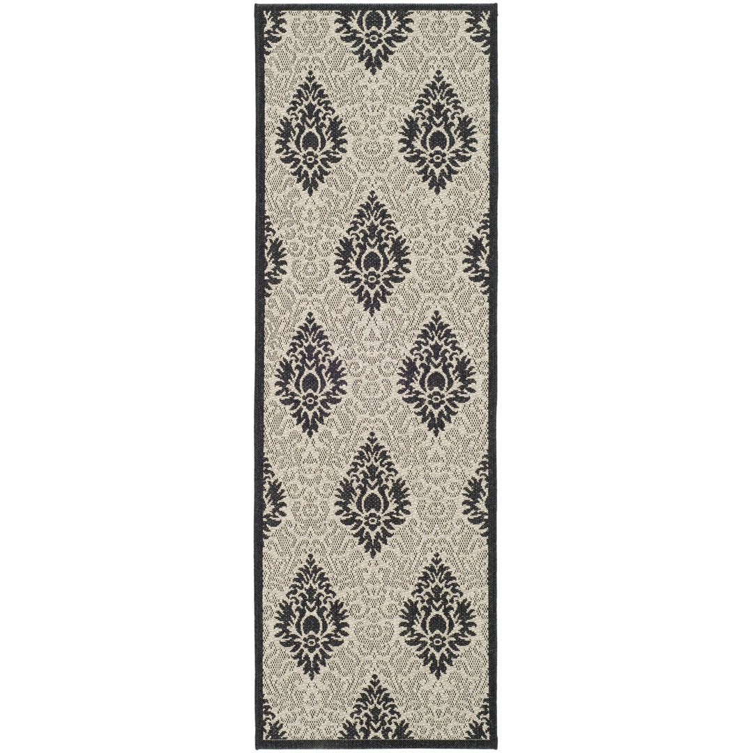 SAFAVIEH Indoor Outdoor CY2714-3901 Courtyard Sand / Black Rug Image 1