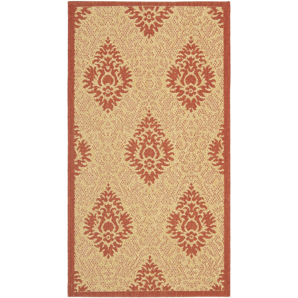 SAFAVIEH Outdoor CY2714-3701 Courtyard Natural / Red Rug Image 2