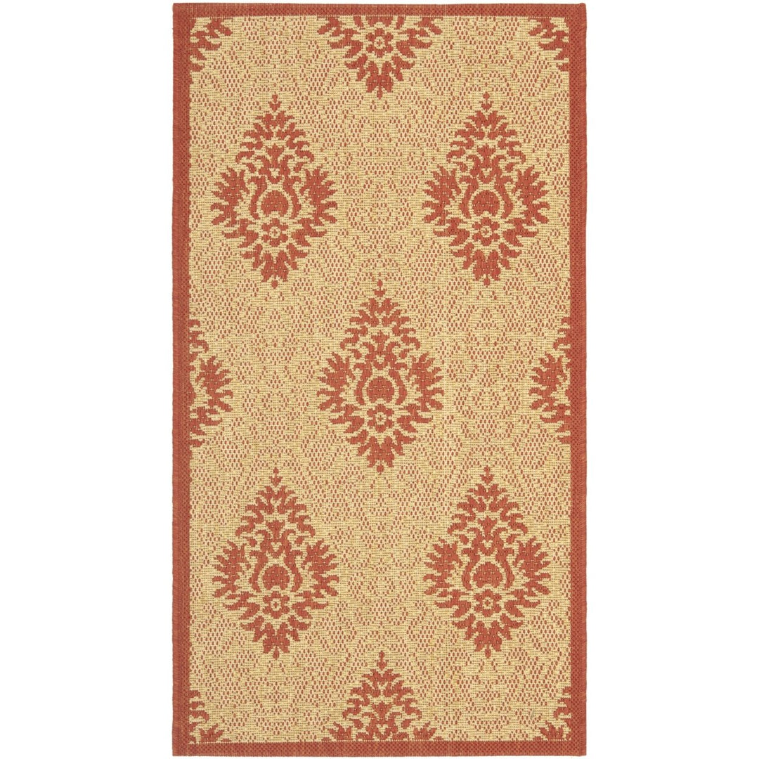 SAFAVIEH Outdoor CY2714-3701 Courtyard Natural / Red Rug Image 2
