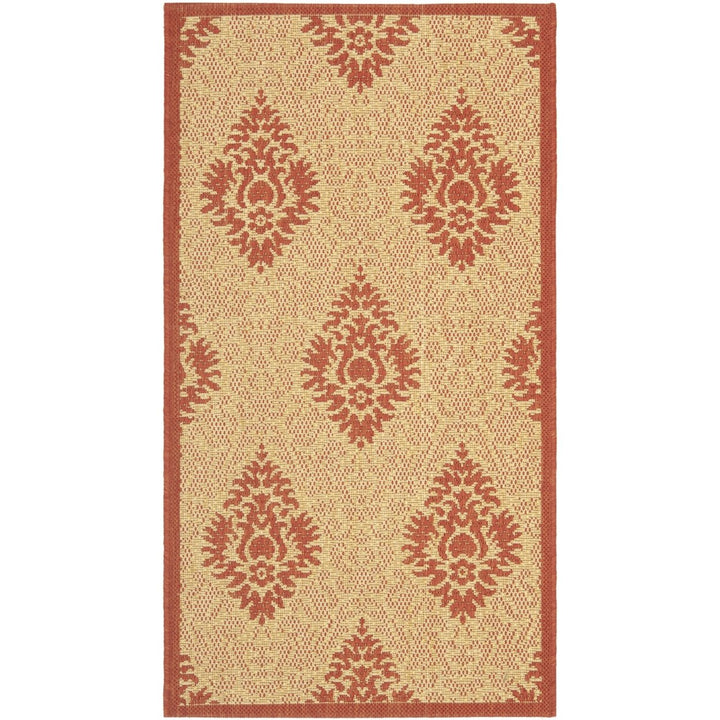 SAFAVIEH Outdoor CY2714-3701 Courtyard Natural / Red Rug Image 1