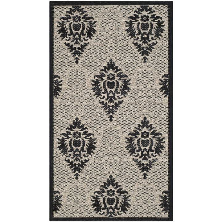 SAFAVIEH Indoor Outdoor CY2714-3901 Courtyard Sand / Black Rug Image 1