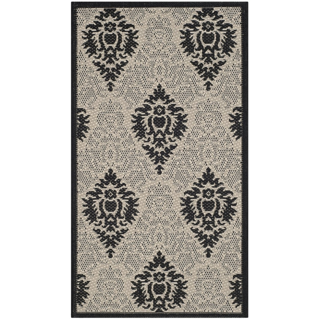 SAFAVIEH Indoor Outdoor CY2714-3901 Courtyard Sand / Black Rug Image 1