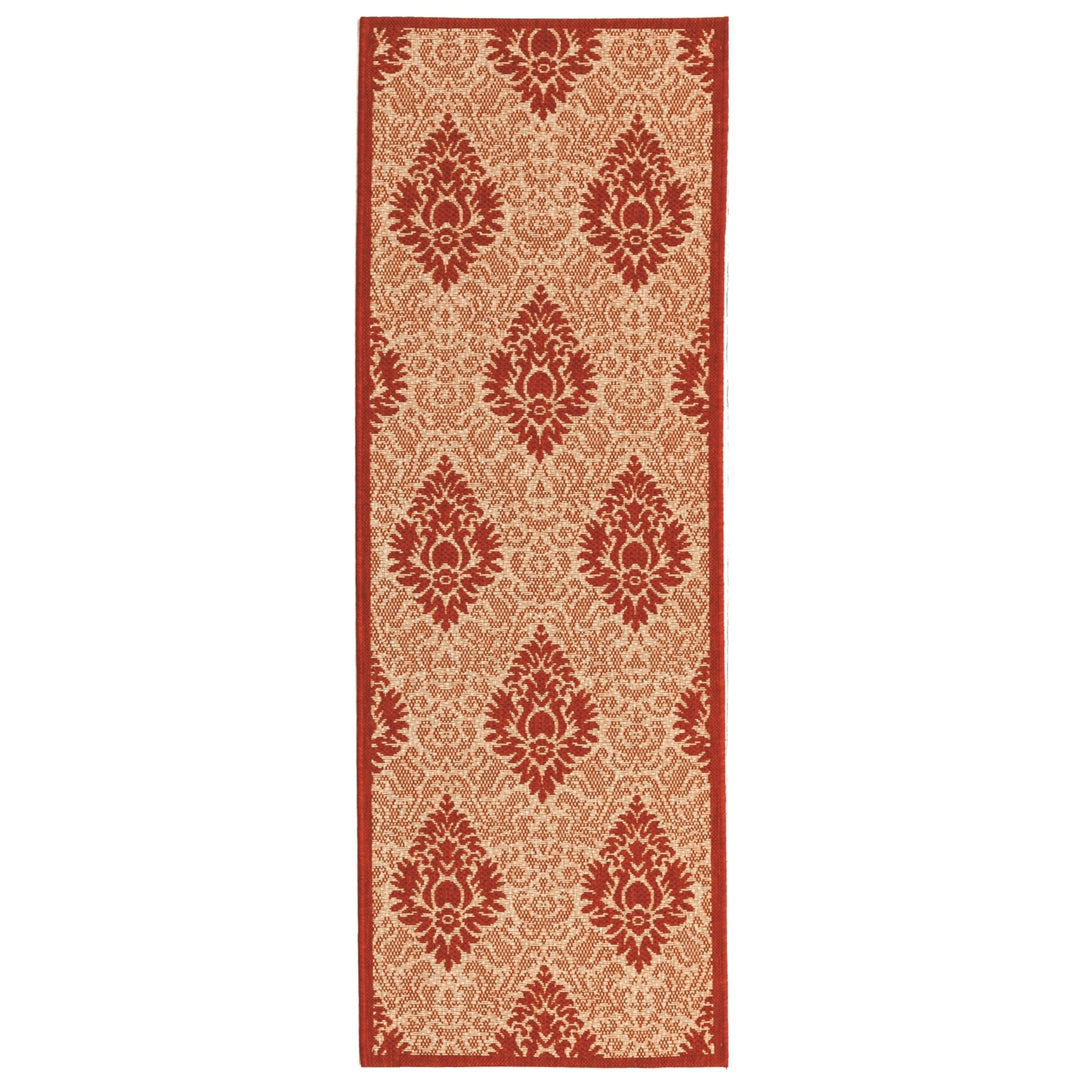 SAFAVIEH Outdoor CY2714-3701 Courtyard Natural / Red Rug Image 3