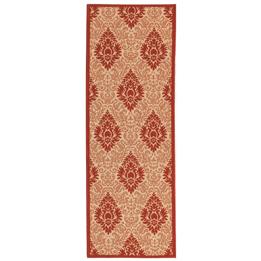 SAFAVIEH Outdoor CY2714-3701 Courtyard Natural / Red Rug Image 1