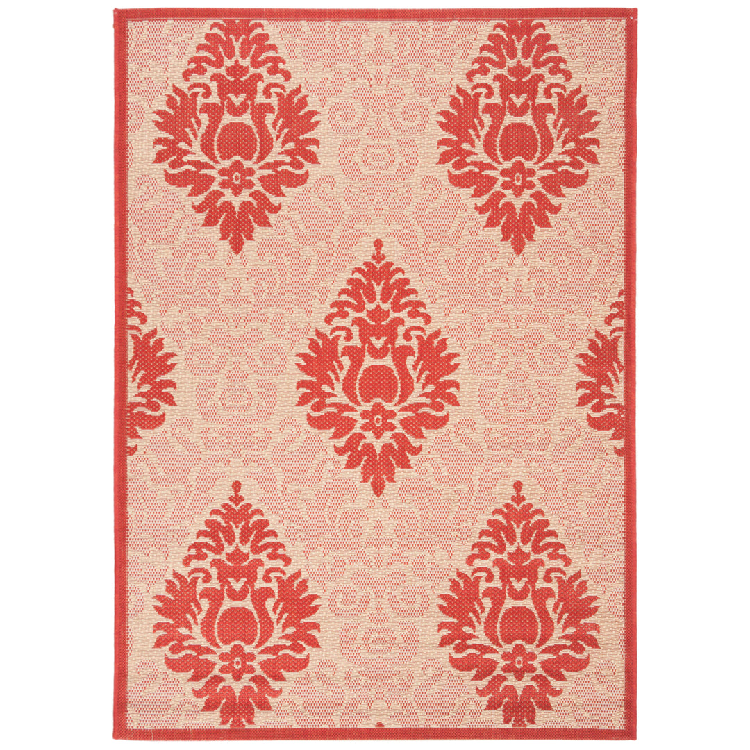 SAFAVIEH Outdoor CY2714-3701 Courtyard Natural / Red Rug Image 4