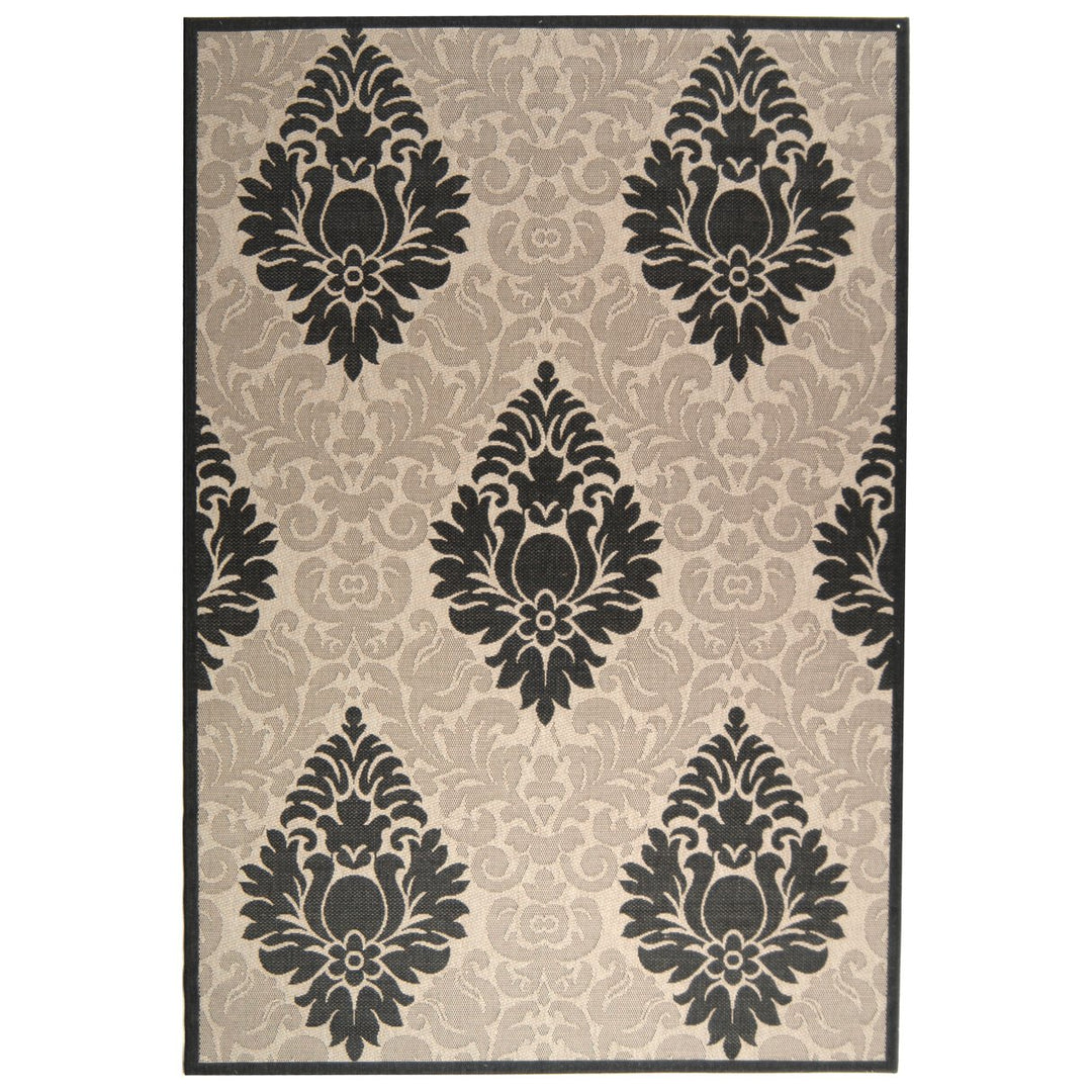 SAFAVIEH Indoor Outdoor CY2714-3901 Courtyard Sand / Black Rug Image 1