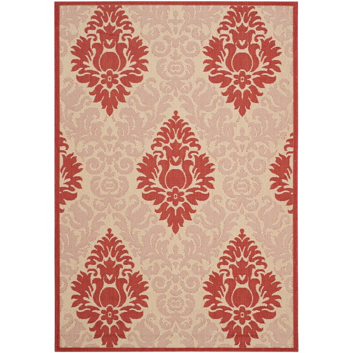 SAFAVIEH Outdoor CY2714-3701 Courtyard Natural / Red Rug Image 5