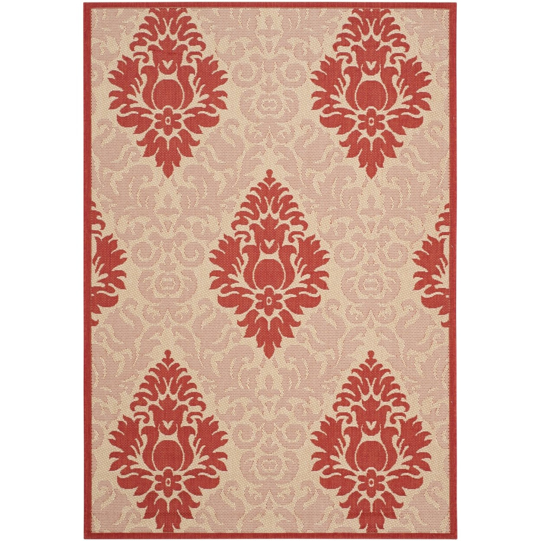 SAFAVIEH Outdoor CY2714-3701 Courtyard Natural / Red Rug Image 1