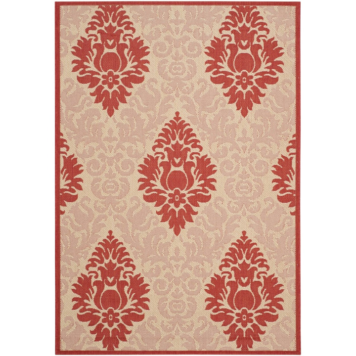 SAFAVIEH Outdoor CY2714-3701 Courtyard Natural / Red Rug Image 1