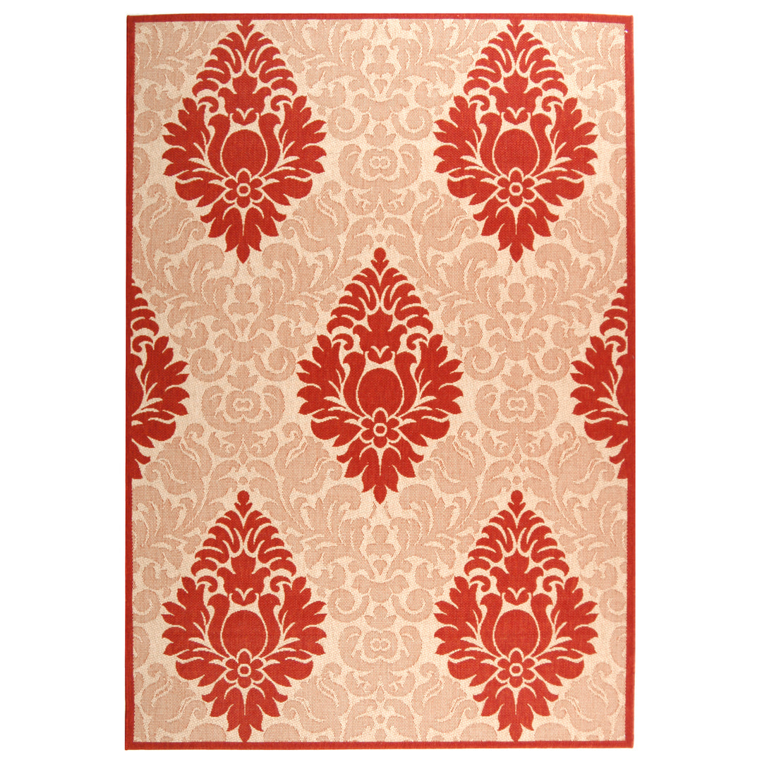 SAFAVIEH Outdoor CY2714-3701 Courtyard Natural / Red Rug Image 7