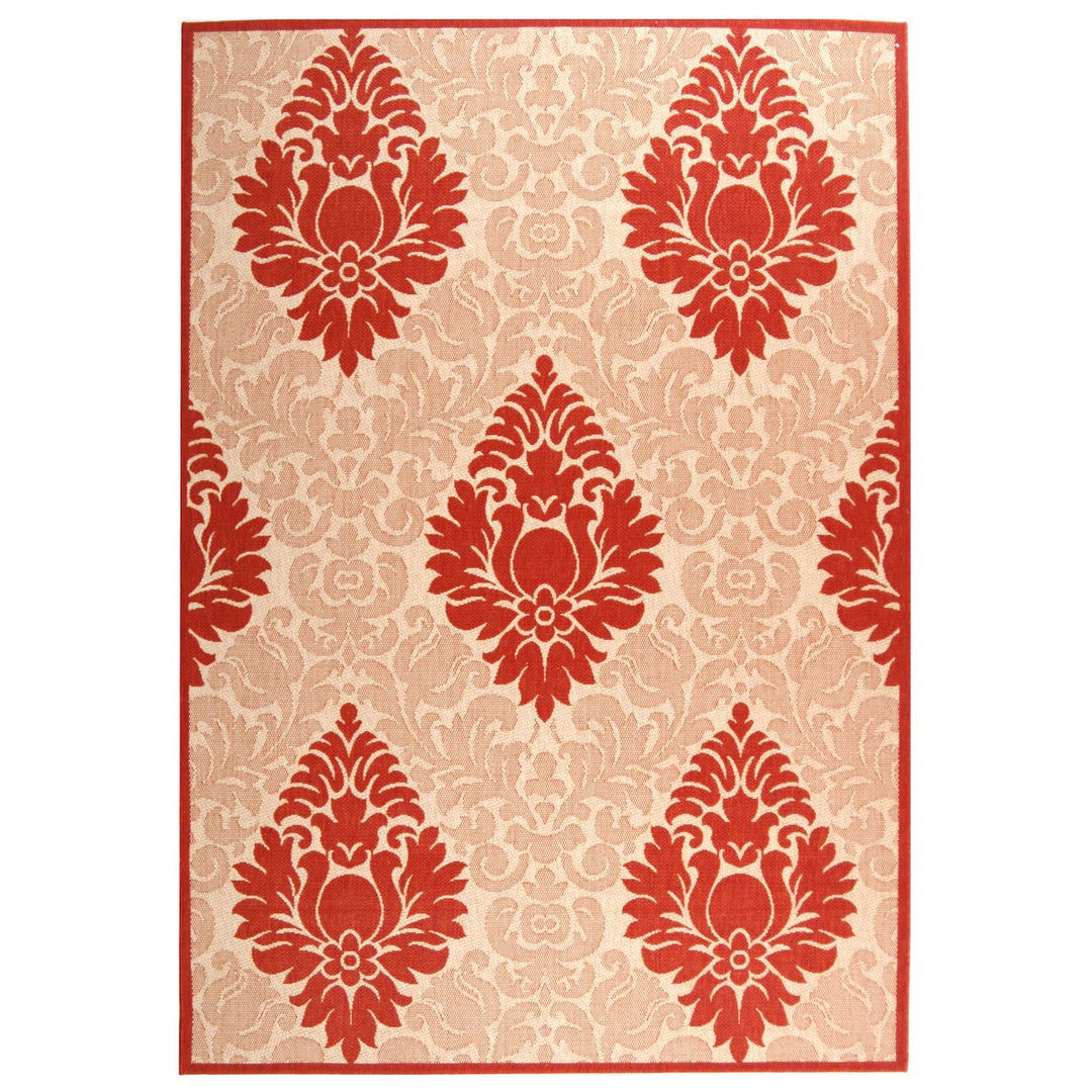 SAFAVIEH Outdoor CY2714-3701 Courtyard Natural / Red Rug Image 1