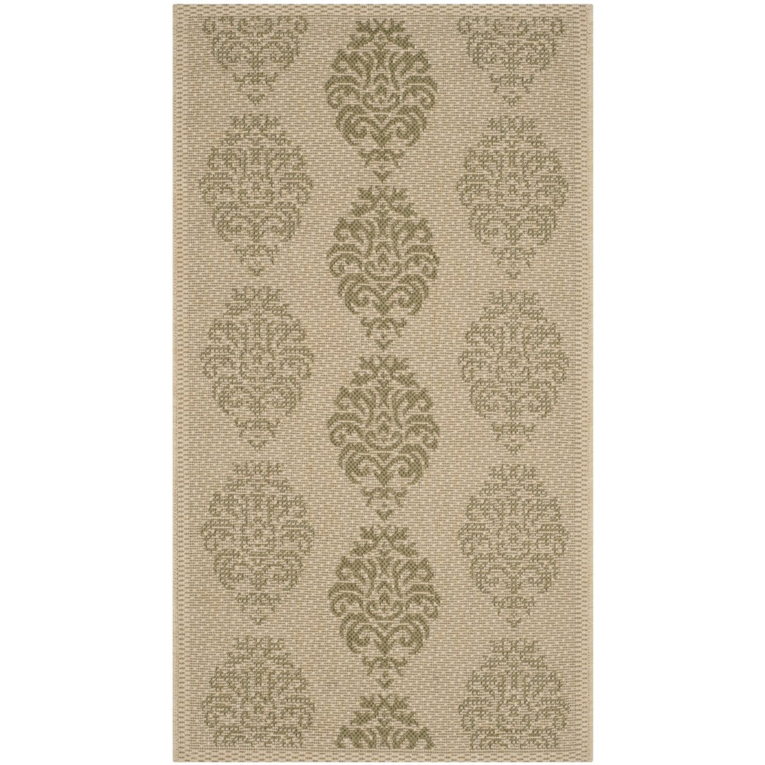 SAFAVIEH Outdoor CY2720-1E01 Courtyard Natural / Olive Rug Image 1