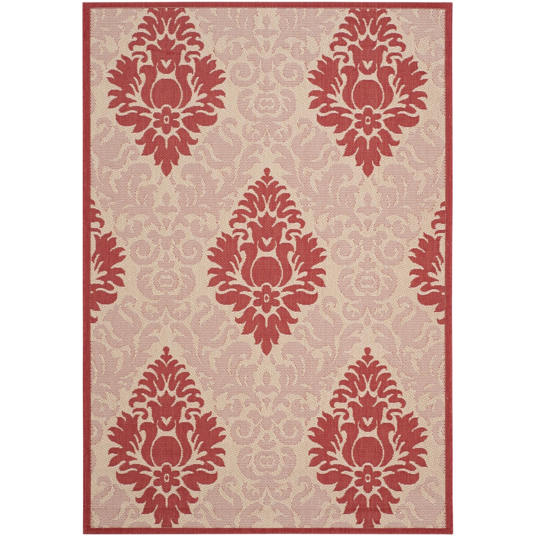SAFAVIEH Outdoor CY2714-3701 Courtyard Natural / Red Rug Image 9