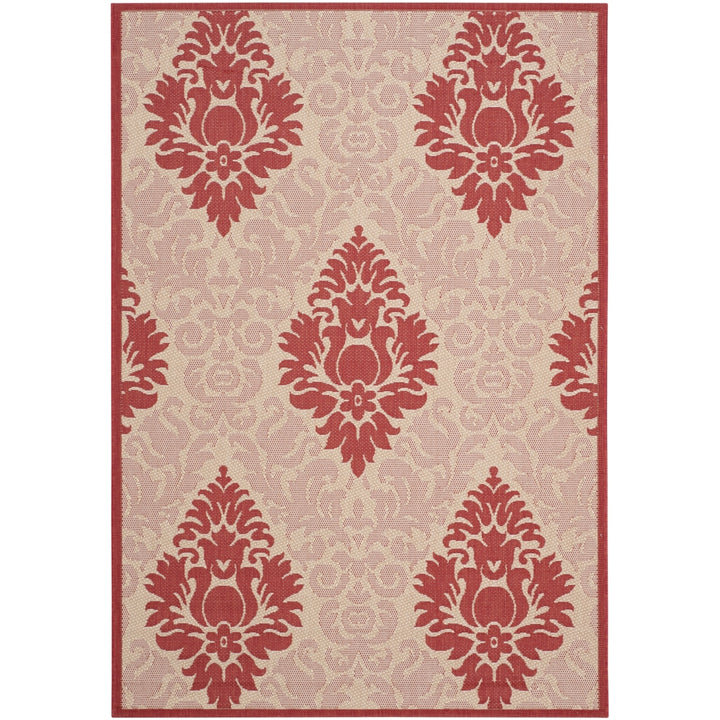 SAFAVIEH Outdoor CY2714-3701 Courtyard Natural / Red Rug Image 9