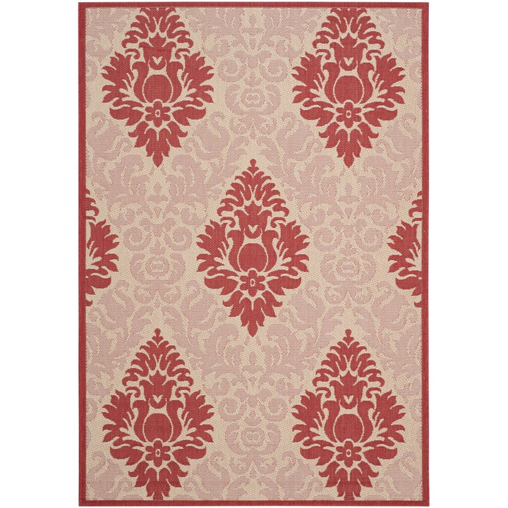 SAFAVIEH Outdoor CY2714-3701 Courtyard Natural / Red Rug Image 1