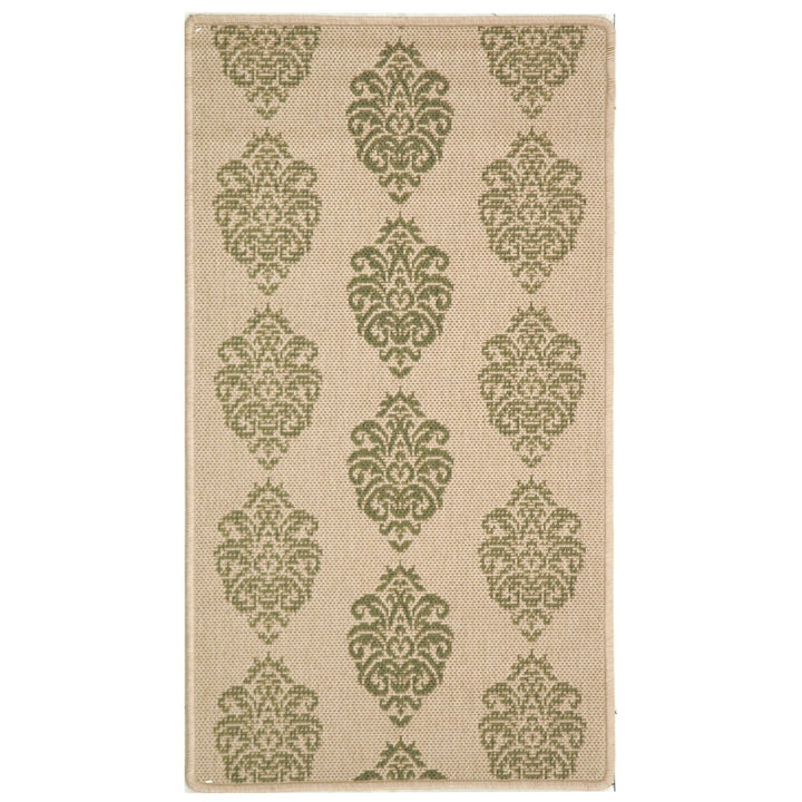 SAFAVIEH Outdoor CY2720-1E01 Courtyard Natural / Olive Rug Image 1