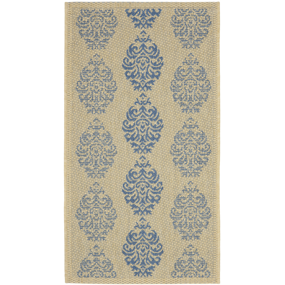 SAFAVIEH Outdoor CY2720-3101 Courtyard Natural / Blue Rug Image 2