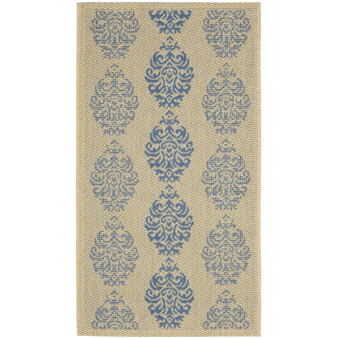 SAFAVIEH Outdoor CY2720-3101 Courtyard Natural / Blue Rug Image 2
