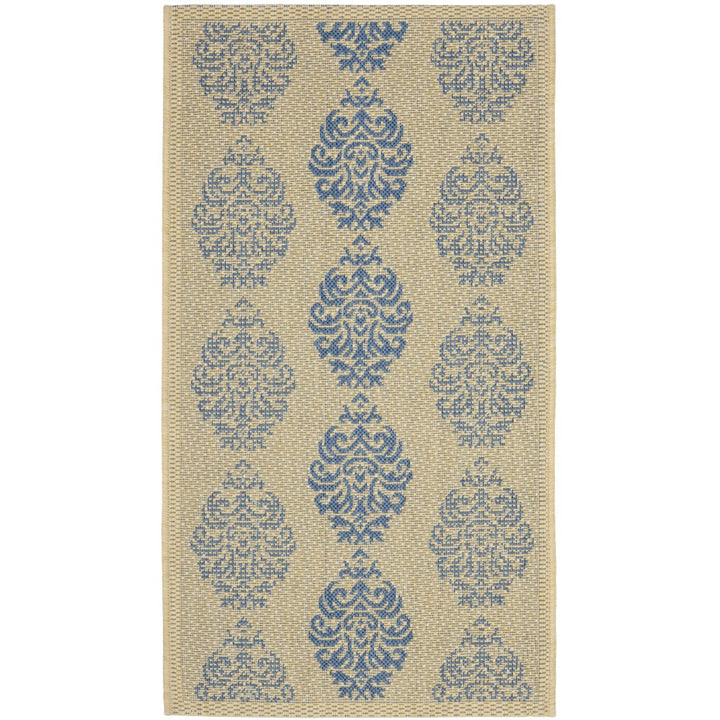 SAFAVIEH Outdoor CY2720-3101 Courtyard Natural / Blue Rug Image 1