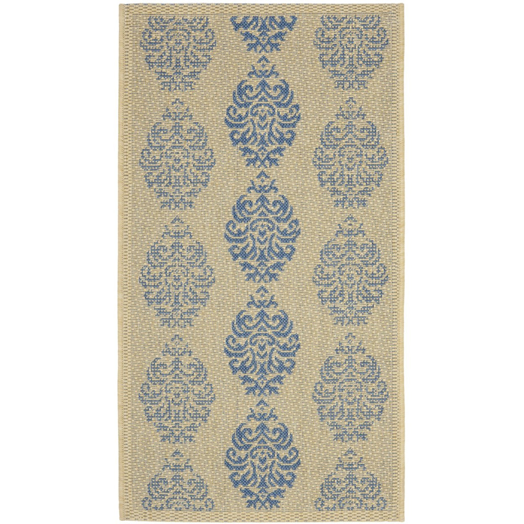 SAFAVIEH Outdoor CY2720-3101 Courtyard Natural / Blue Rug Image 1