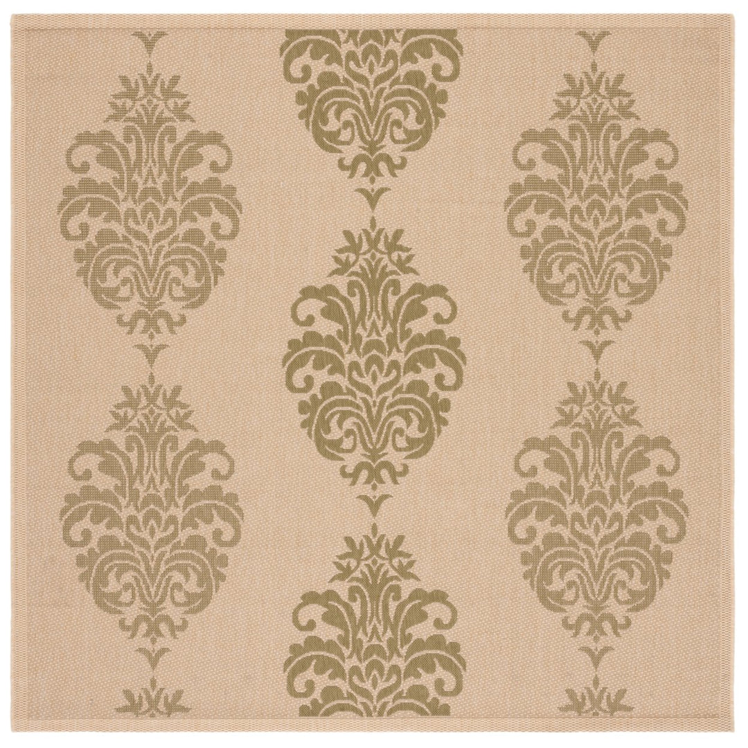 SAFAVIEH Outdoor CY2720-1E01 Courtyard Natural / Olive Rug Image 1