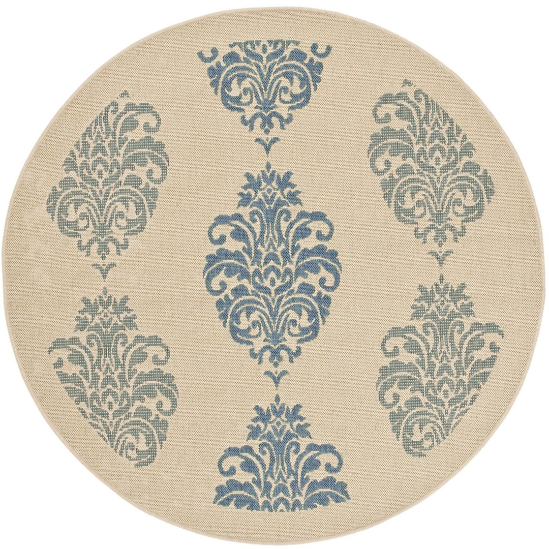 SAFAVIEH Outdoor CY2720-3101 Courtyard Natural / Blue Rug Image 1