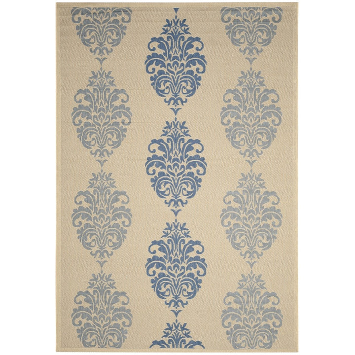 SAFAVIEH Outdoor CY2720-3101 Courtyard Natural / Blue Rug Image 1