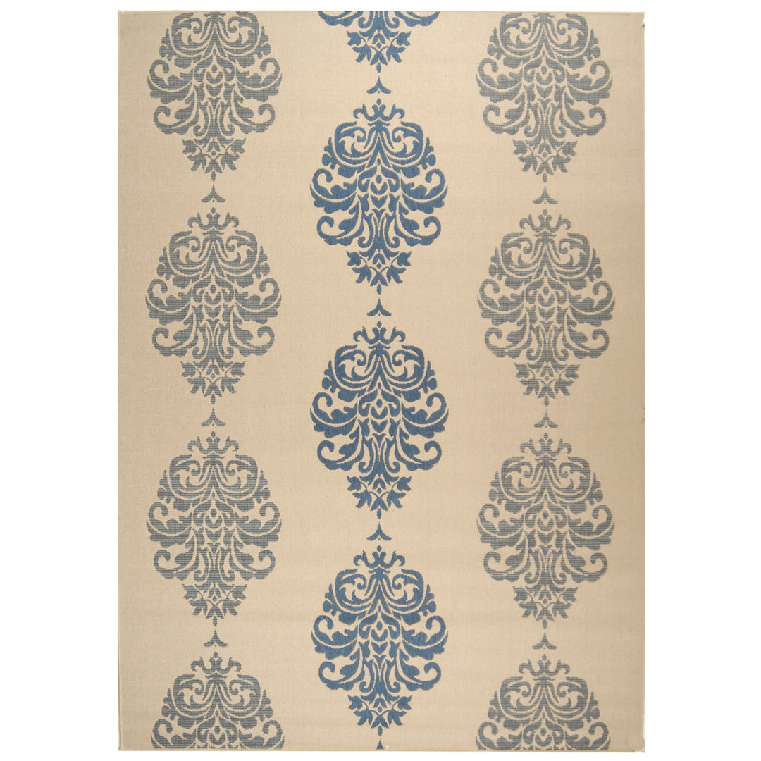SAFAVIEH Outdoor CY2720-3101 Courtyard Natural / Blue Rug Image 10