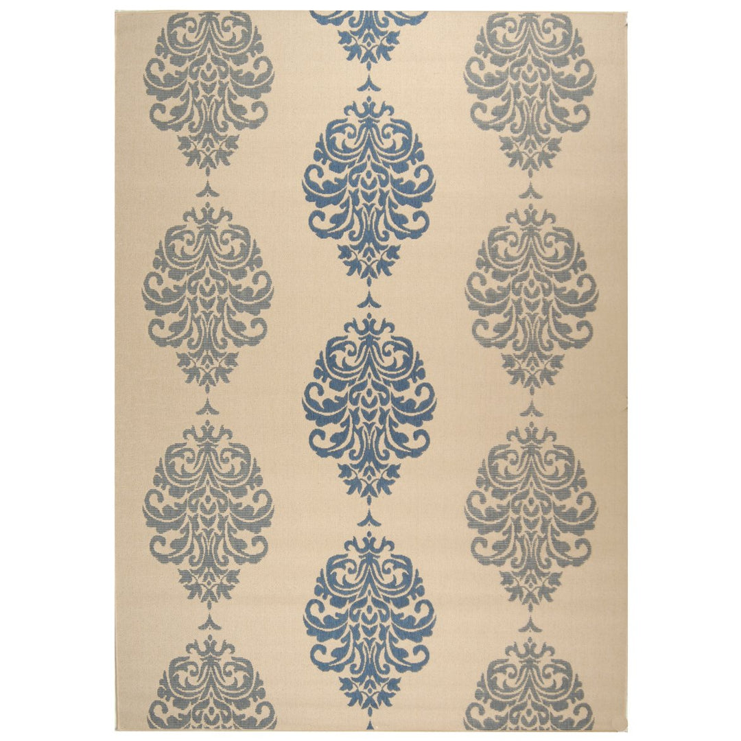SAFAVIEH Outdoor CY2720-3101 Courtyard Natural / Blue Rug Image 1