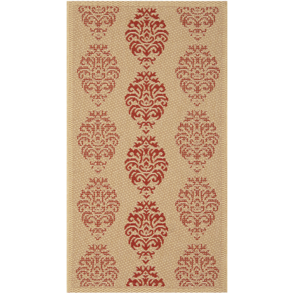 SAFAVIEH Outdoor CY2720-3701 Courtyard Natural / Red Rug Image 2