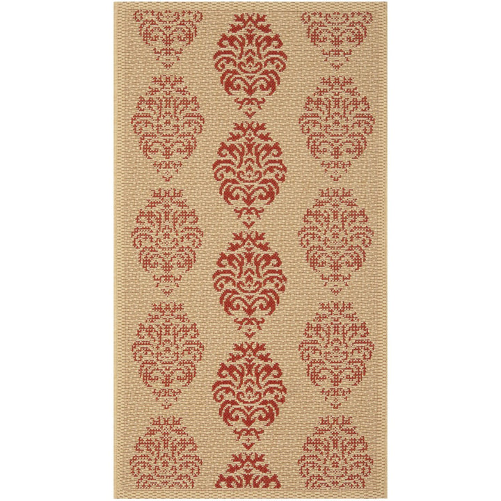 SAFAVIEH Outdoor CY2720-3701 Courtyard Natural / Red Rug Image 1