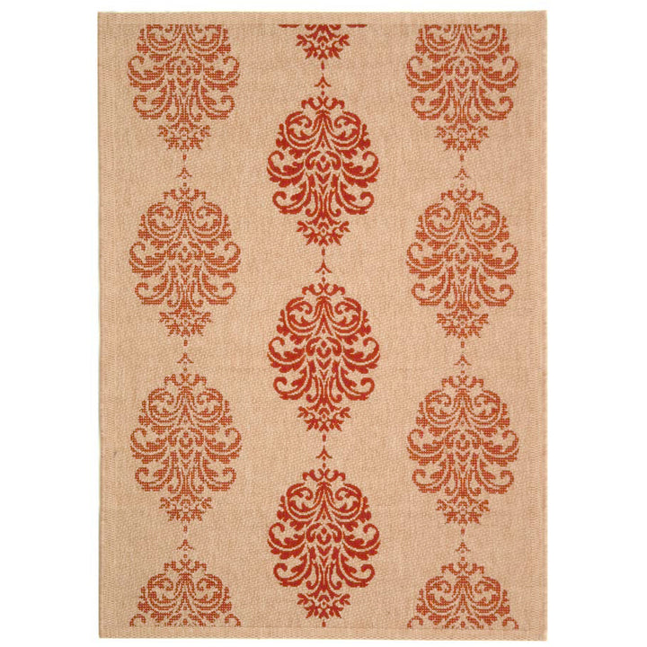 SAFAVIEH Outdoor CY2720-3701 Courtyard Natural / Red Rug Image 4