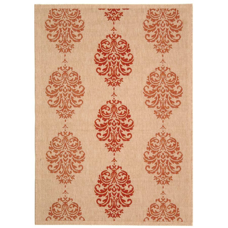 SAFAVIEH Outdoor CY2720-3701 Courtyard Natural / Red Rug Image 1