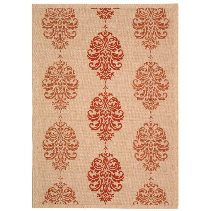 SAFAVIEH Outdoor CY2720-3701 Courtyard Natural / Red Rug Image 1