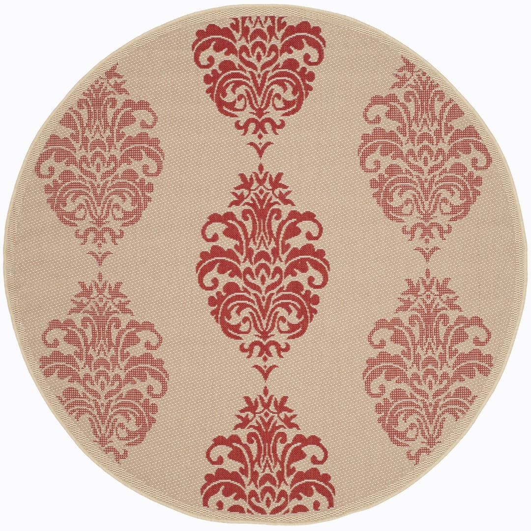 SAFAVIEH Outdoor CY2720-3701 Courtyard Natural / Red Rug Image 5