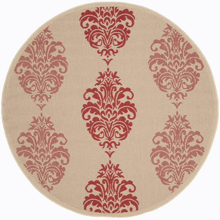 SAFAVIEH Outdoor CY2720-3701 Courtyard Natural / Red Rug Image 5