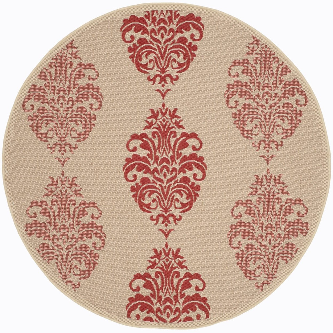 SAFAVIEH Outdoor CY2720-3701 Courtyard Natural / Red Rug Image 1