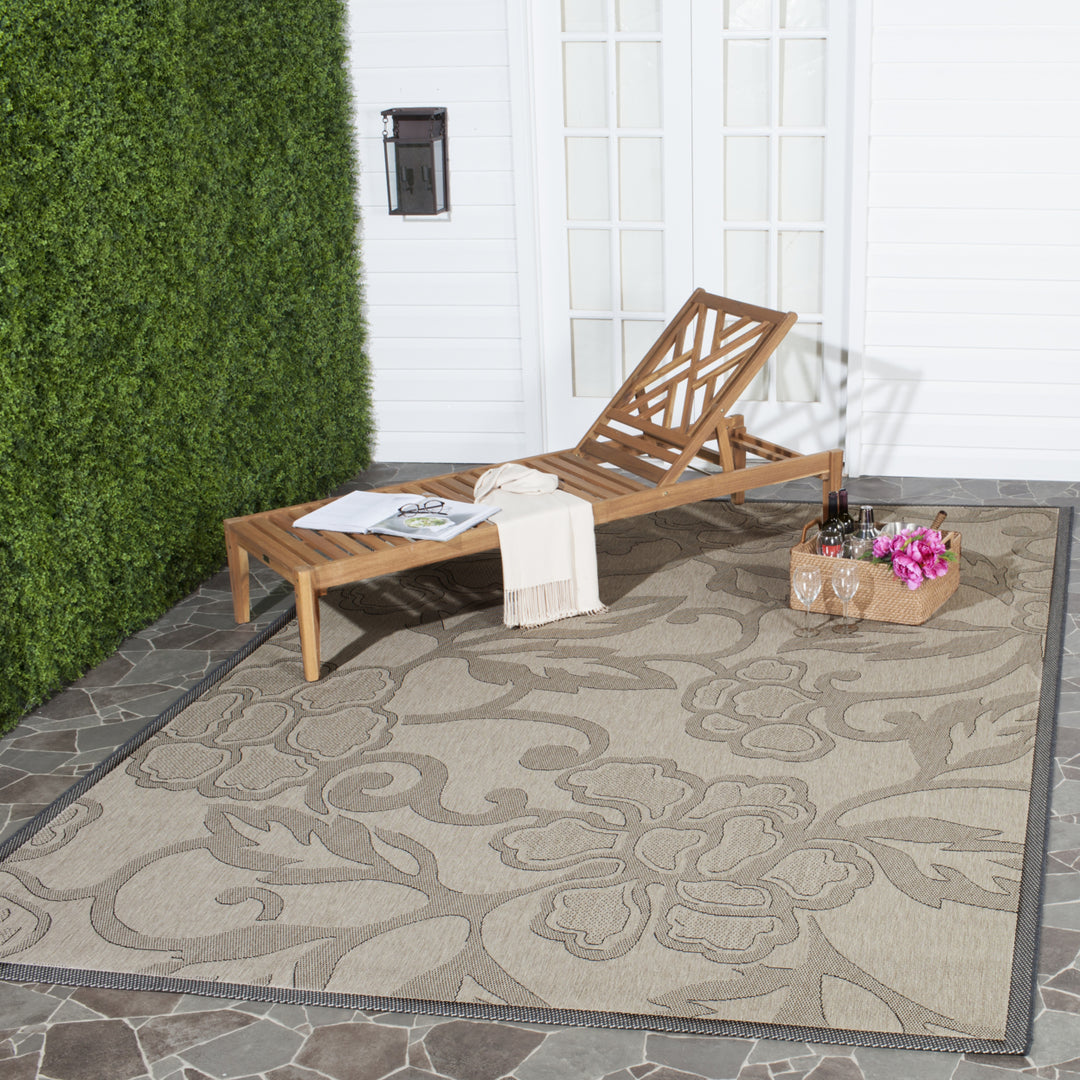 SAFAVIEH Indoor Outdoor CY2726-3901 Courtyard Sand / Black Rug Image 1