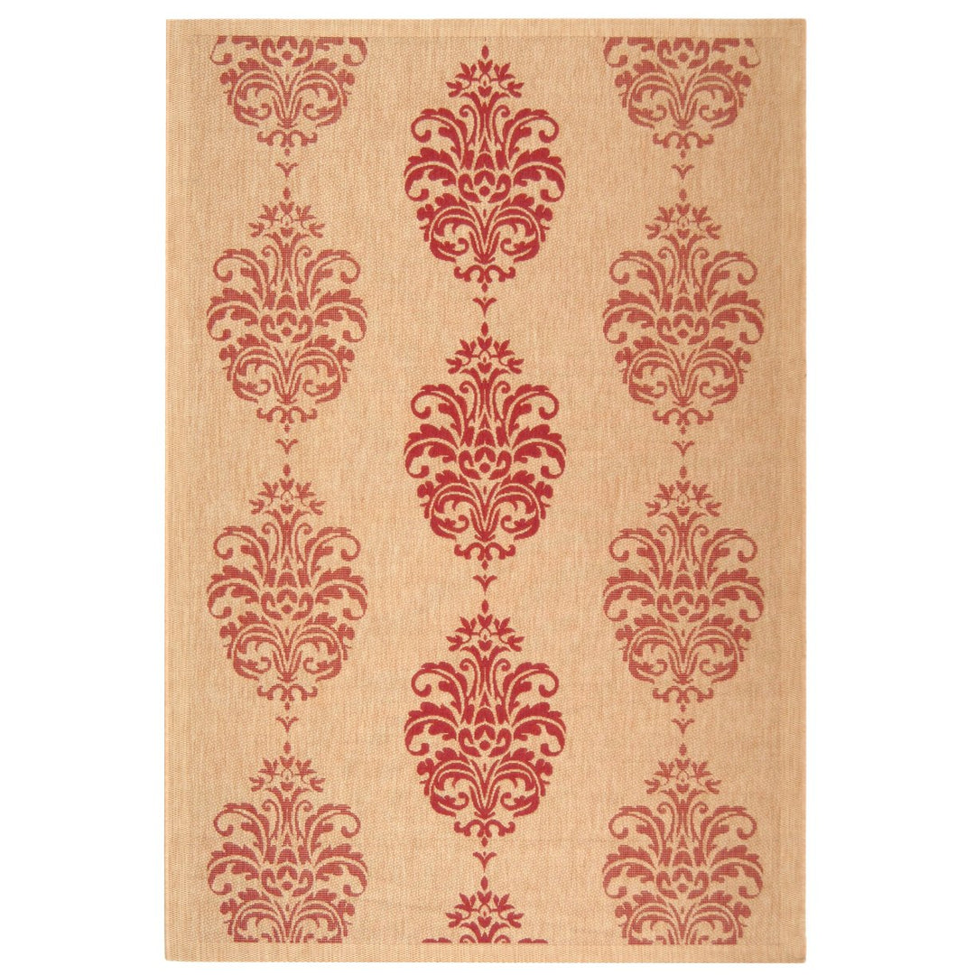 SAFAVIEH Outdoor CY2720-3701 Courtyard Natural / Red Rug Image 1